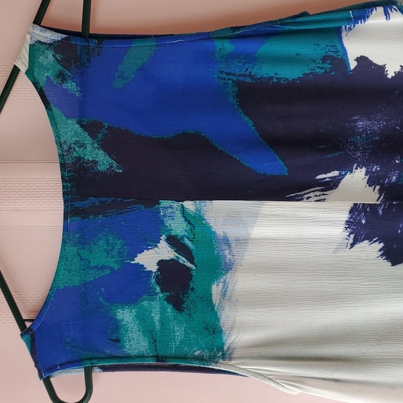 Halston green and blue sheer summer dress - Picture 8 of 13